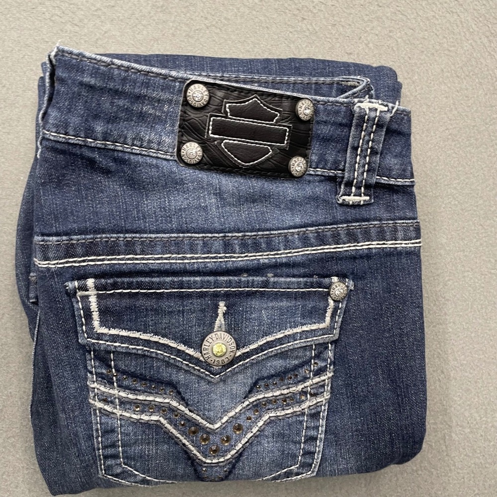 Harley-Davidson Women Bootcut Jeans Cotton Blend 10 Biker Embellished 99156-15VW